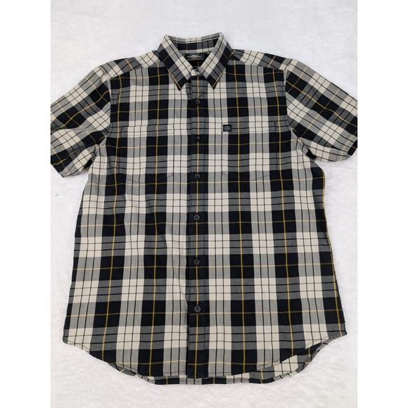 Harley Davidson Shirt Men's L Black Check Plaid Button Down Logo - Picture 2 of 13